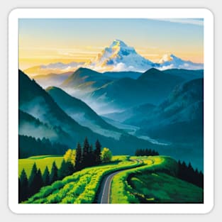 Winding Road to the Mountains Sticker